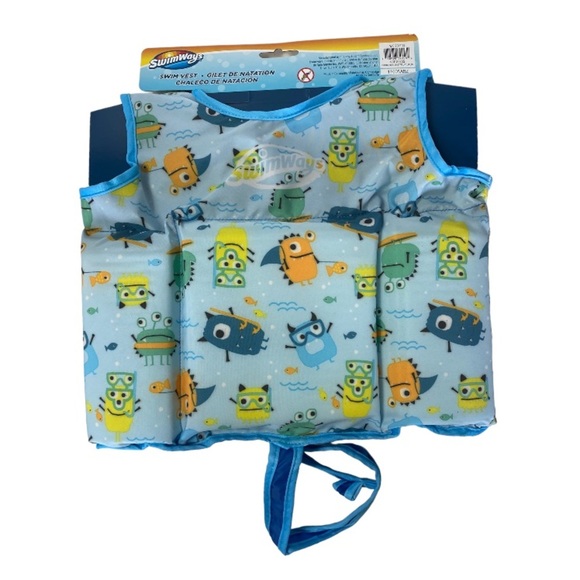 NWT SwimWays Monster Print Swim Vest Ages 2-4 Swim Step 2 Life Jacket - Picture 7 of 7